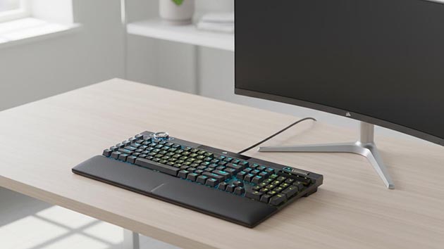 CORSAIR K100 RGB. Фото: Павел Громов / Нейросеть