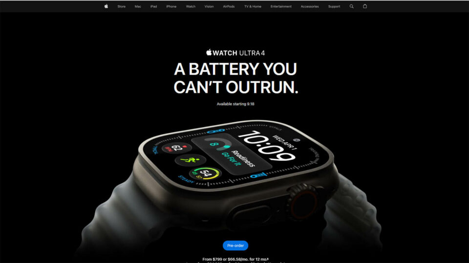 Apple Watch Ultra 4. Скриншот сайта apple.com
