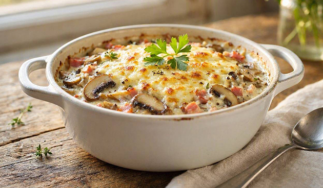 Жюльен с ветчиной и грибами