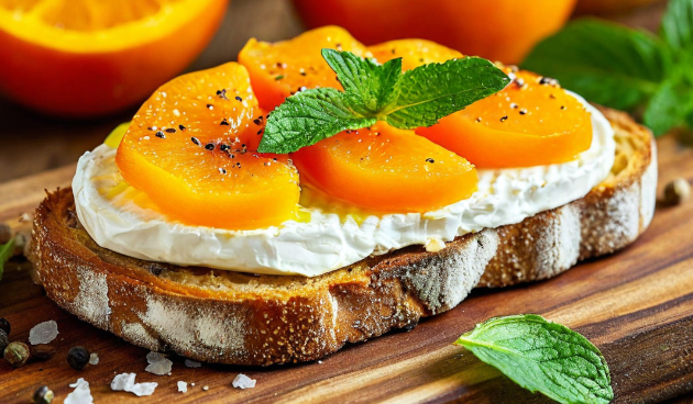 Брускетты с камамбером и хурмой