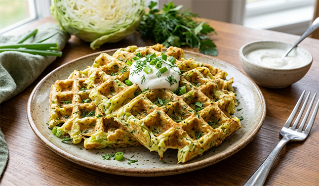 Капустные вафли с зеленью