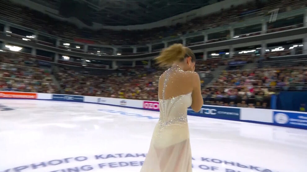Камила Валиева на контрольных прокатах 2026. Фото: стоп-кадр прямого эфира "Первого канала"